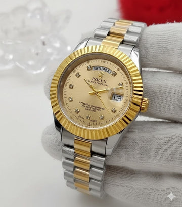 RLX – 2 Tone -Day & Date-Stainless Steel With Gold Dial