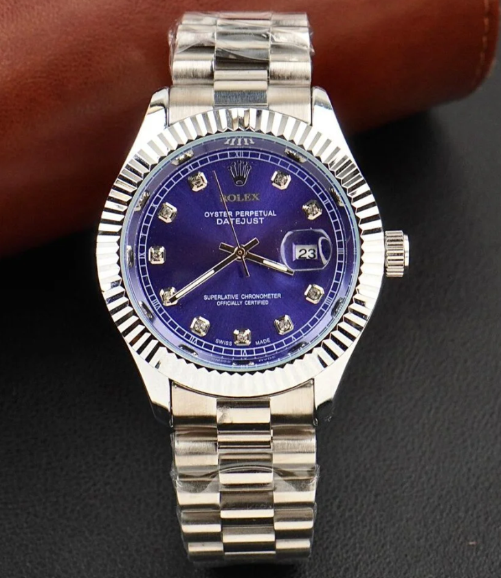 RLX oyster perpetual DATE Blue Dial With Silver Chain