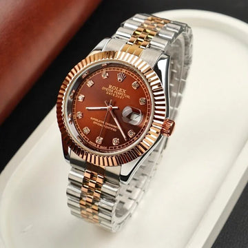 RLX Oyster Perpetual – 2 Tone -Date-Stainless Steel With Brown Dial